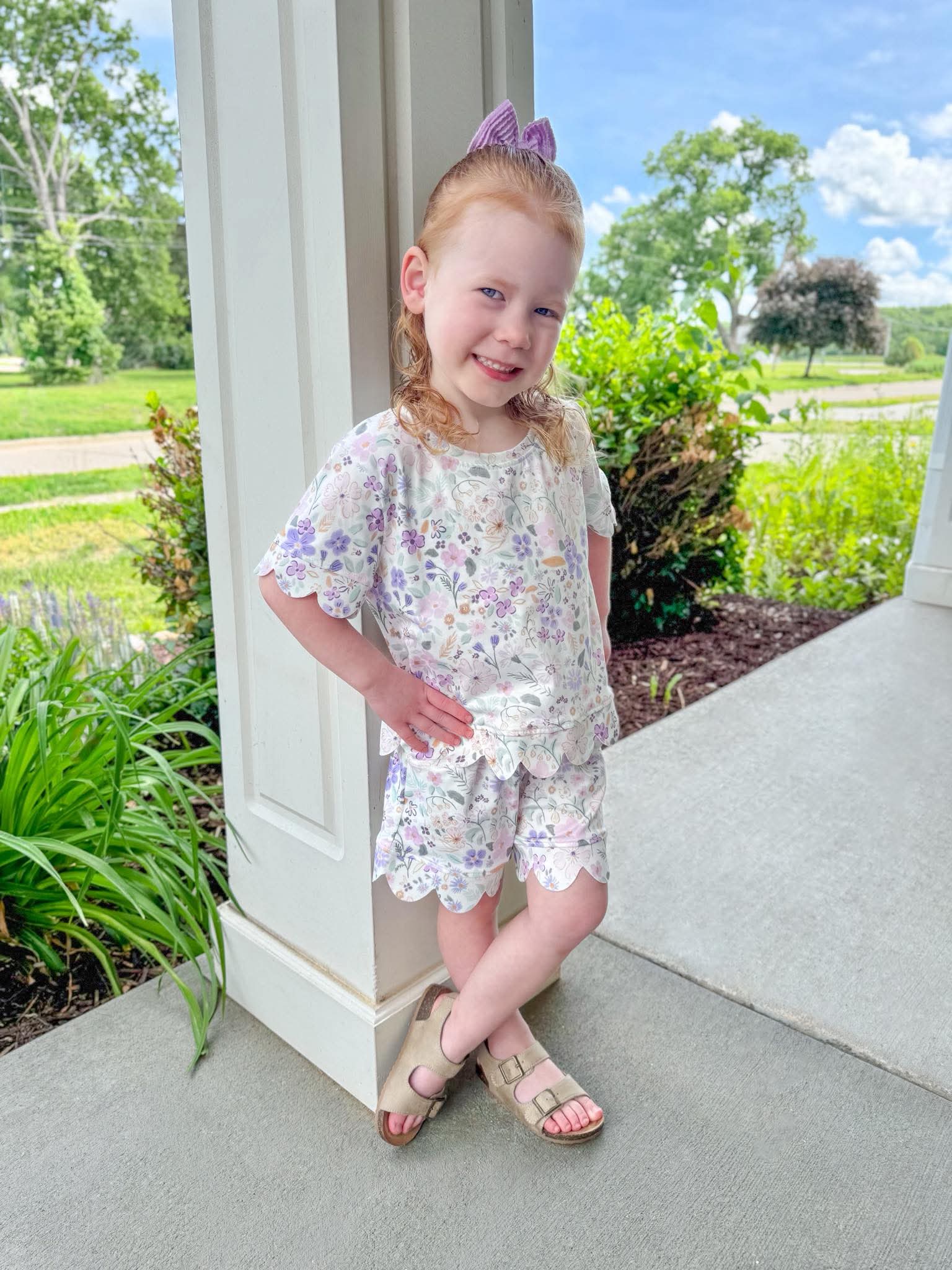 Purple Floral Scalloped Set