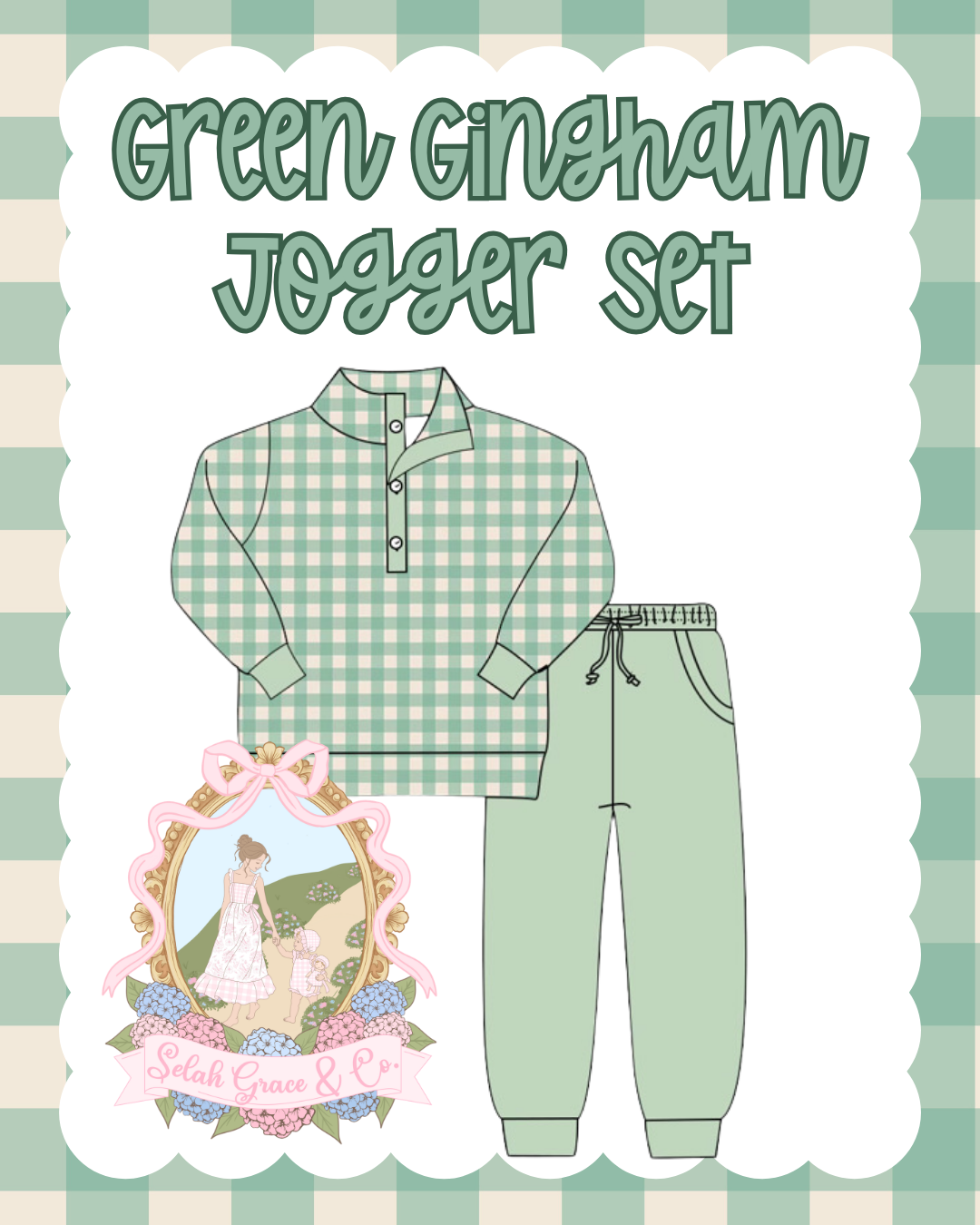 Green Gingham Jogger Set- ETA January