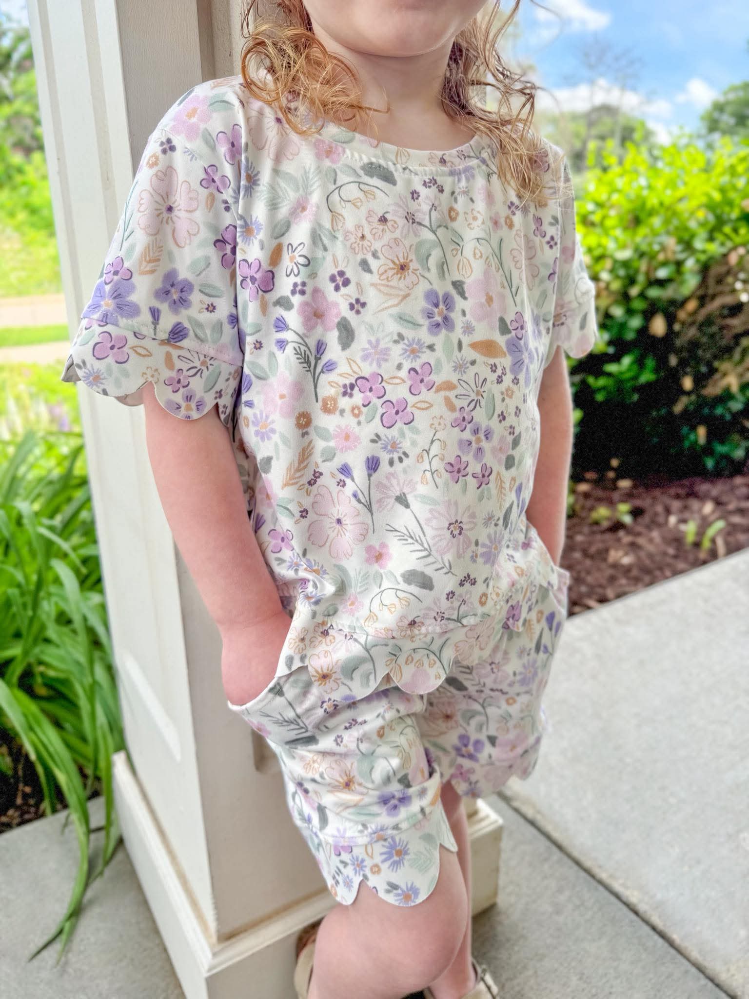 Purple Floral Scalloped Set